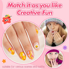 Misssix kit ongles faux enfants, trois ensembles variés pour tailles différentes.