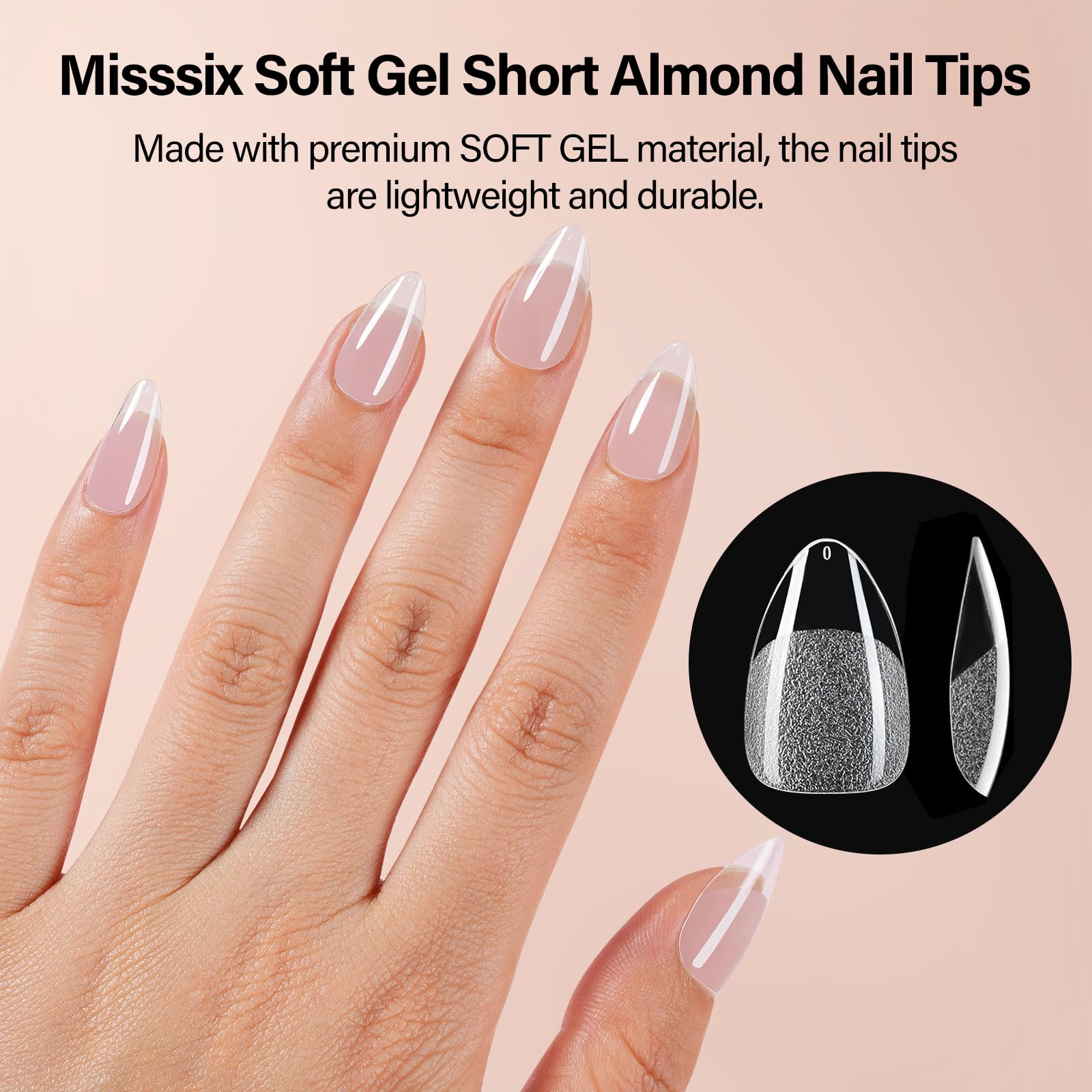Misssix ongles faux transparents pré-étagés, effet clair et naturel.