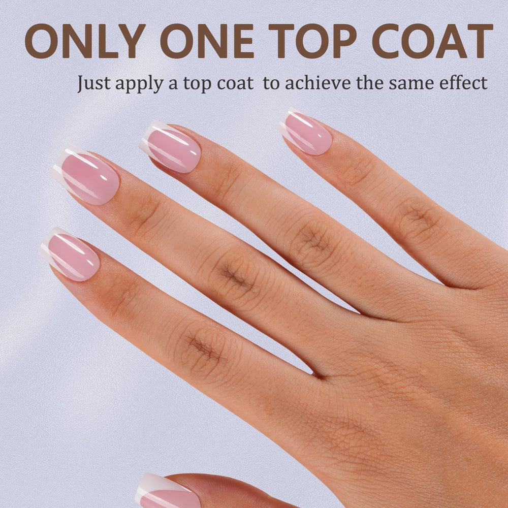 Misssix Ongles à pointe française rose, adhérence renforcée pour une tenue durable.