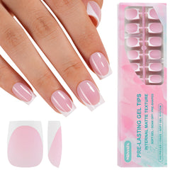 Misssix Ongles à pointe française rose, application rapide et facile.