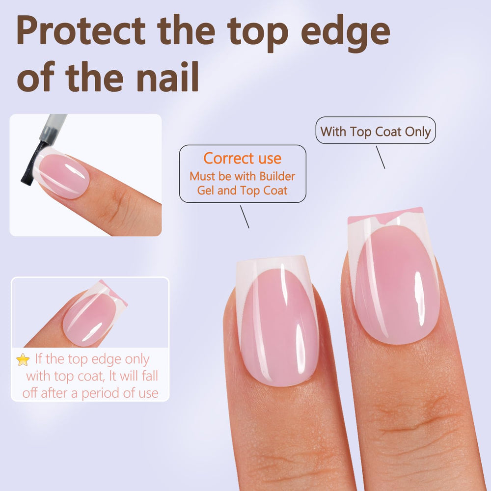 Misssix Ongles à pointe française rose, durables sans limage.