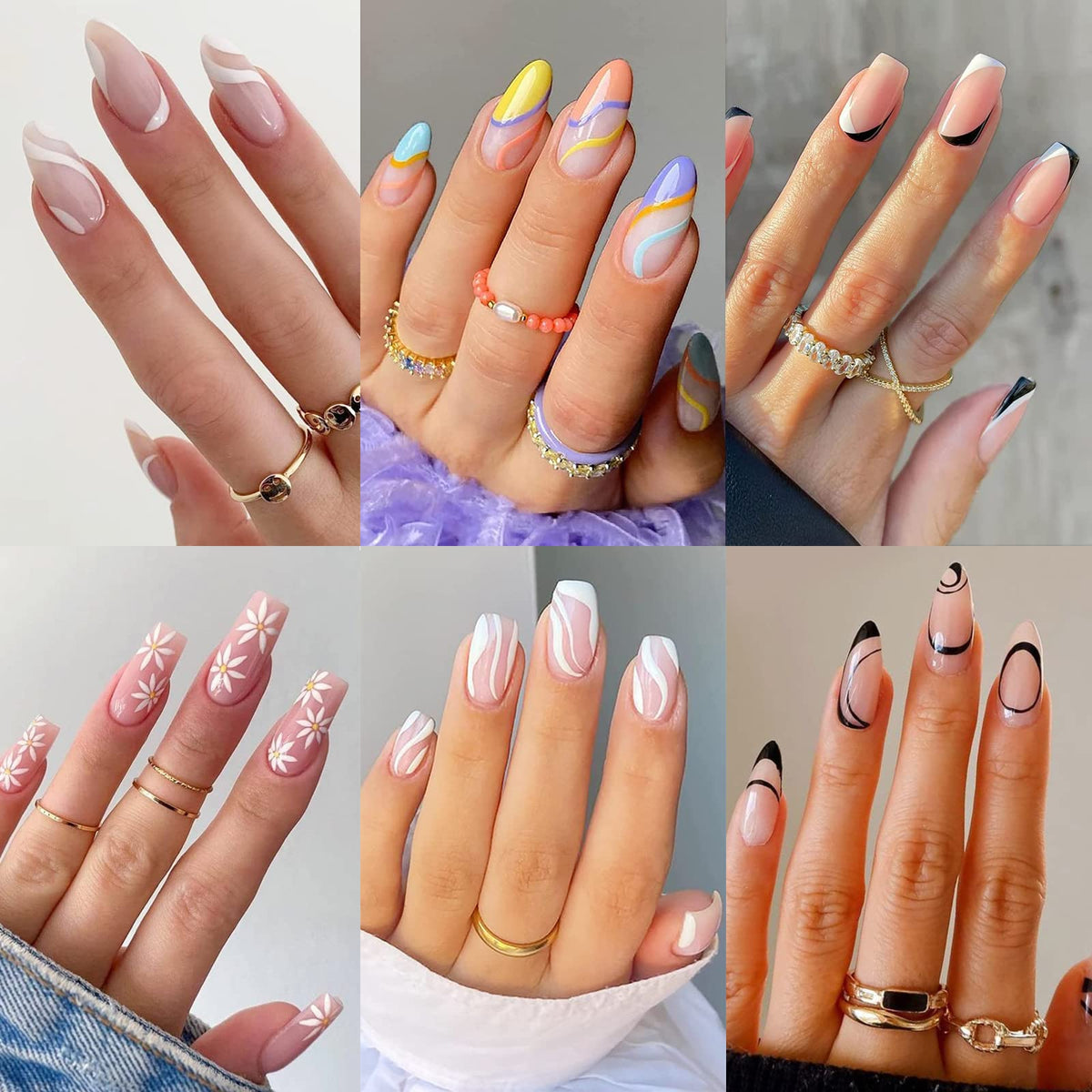 Misssix ongles presse design moyen, manucure rapide et élégante.