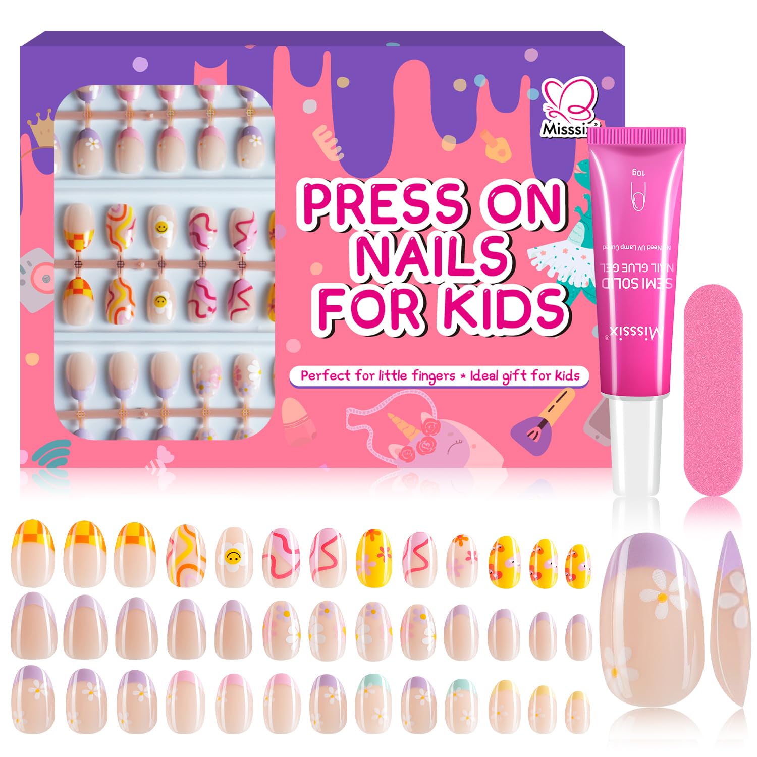 Misssix ongles presse-enfants 78 pièces, ensemble complet prêt à l’emploi.