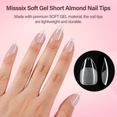 Misssix pointes d’ongles amandes courts sans traces pour un rendu naturel.