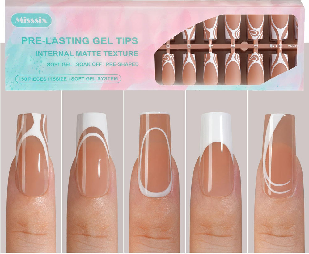 Misssix embouts d'ongles gel à texture mate interne pour adhérence renforcée.
