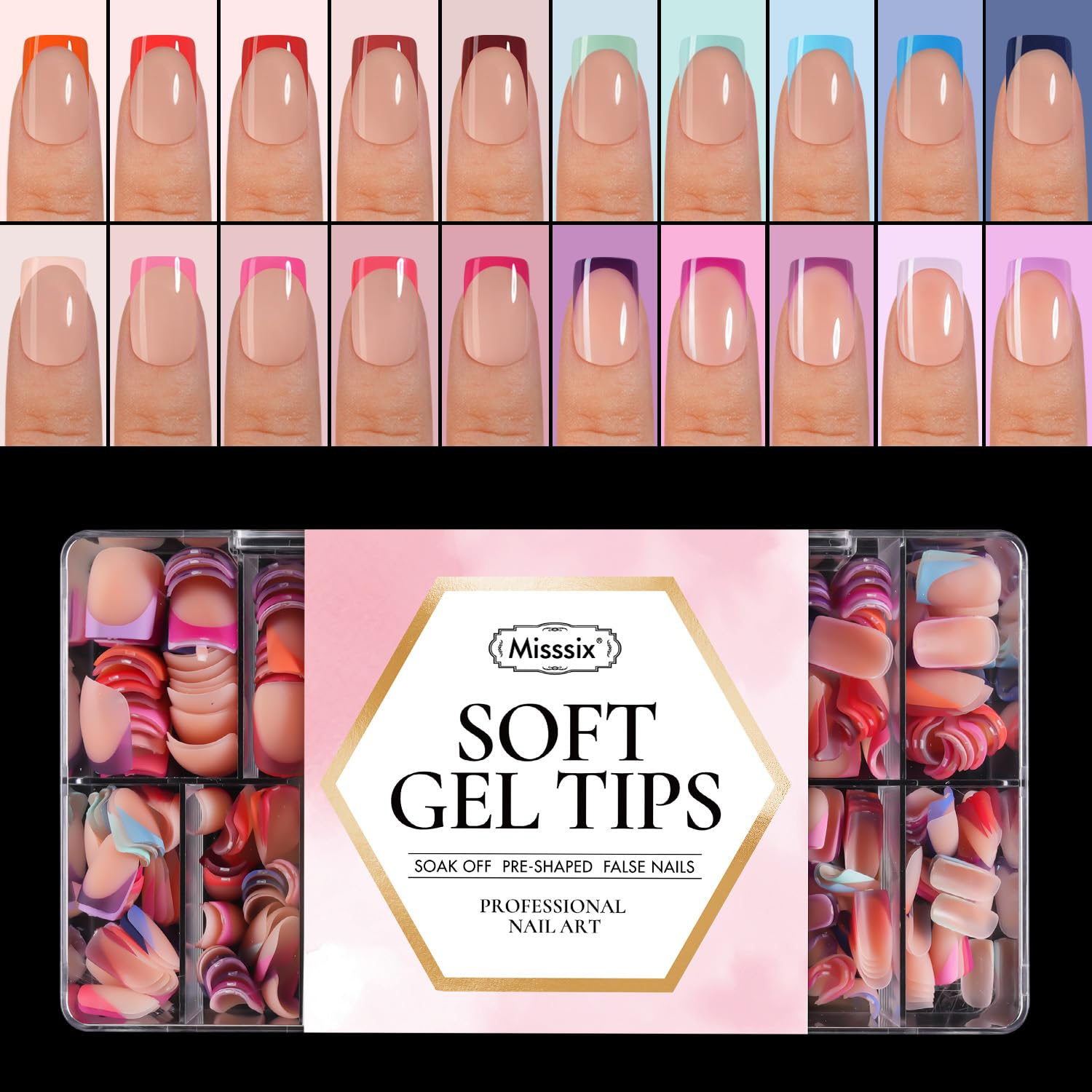 Misssix XBASICTIPS: embouts ongles français, finition nette et naturelle.