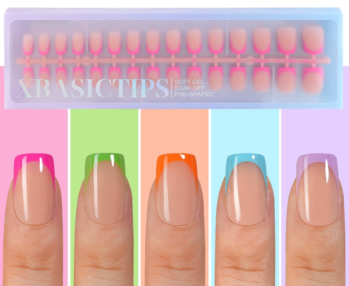Misssix XBASICTIPS: ongles Français préformés prêts à l'emploi.
