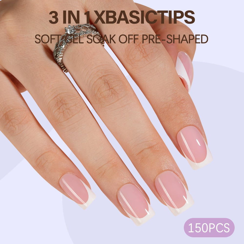 Ongles gel Misssix XBASICTIPS: texture matte interne pour adhérence renforcée.