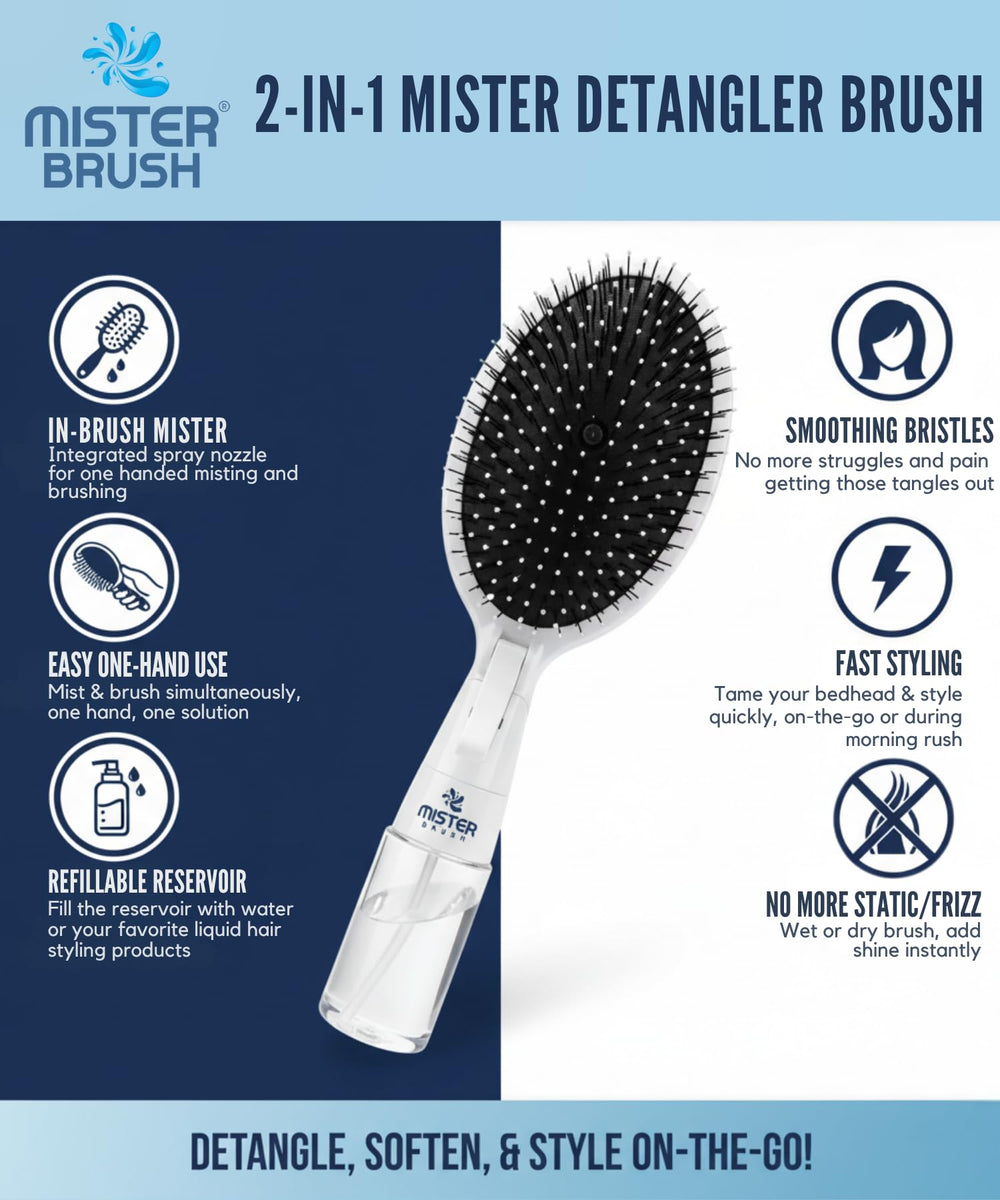 Mister Brush Navy - vaporisateur intégré pour rafraîchir rapidement les cheveux.