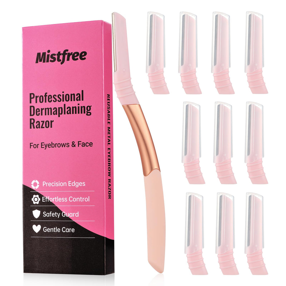 Mistfree rasoir dermaplanage visage, poignée métallique pour une stabilité accrue.