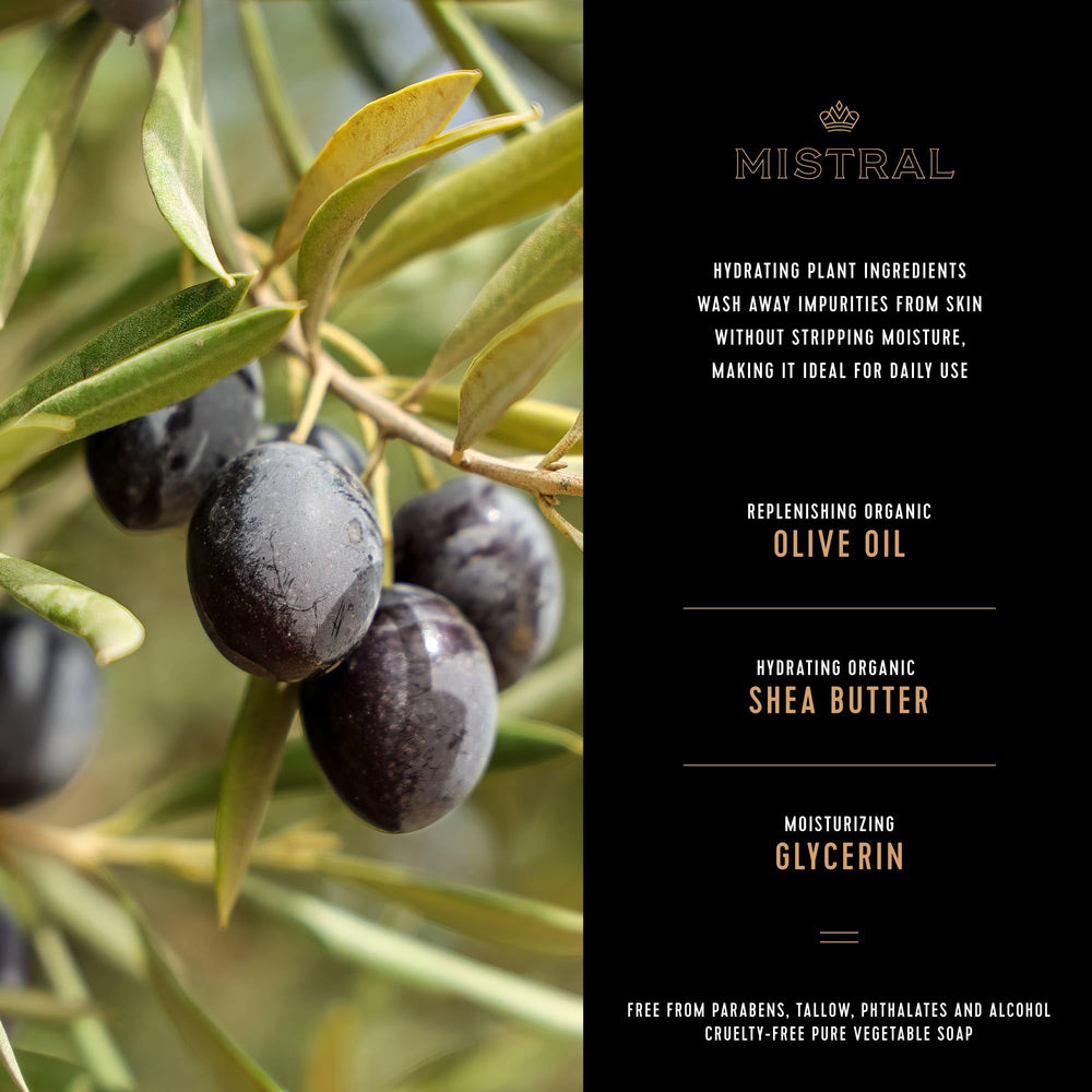 Extrait de feuille de raisin antioxydant dans le savon Mistral.