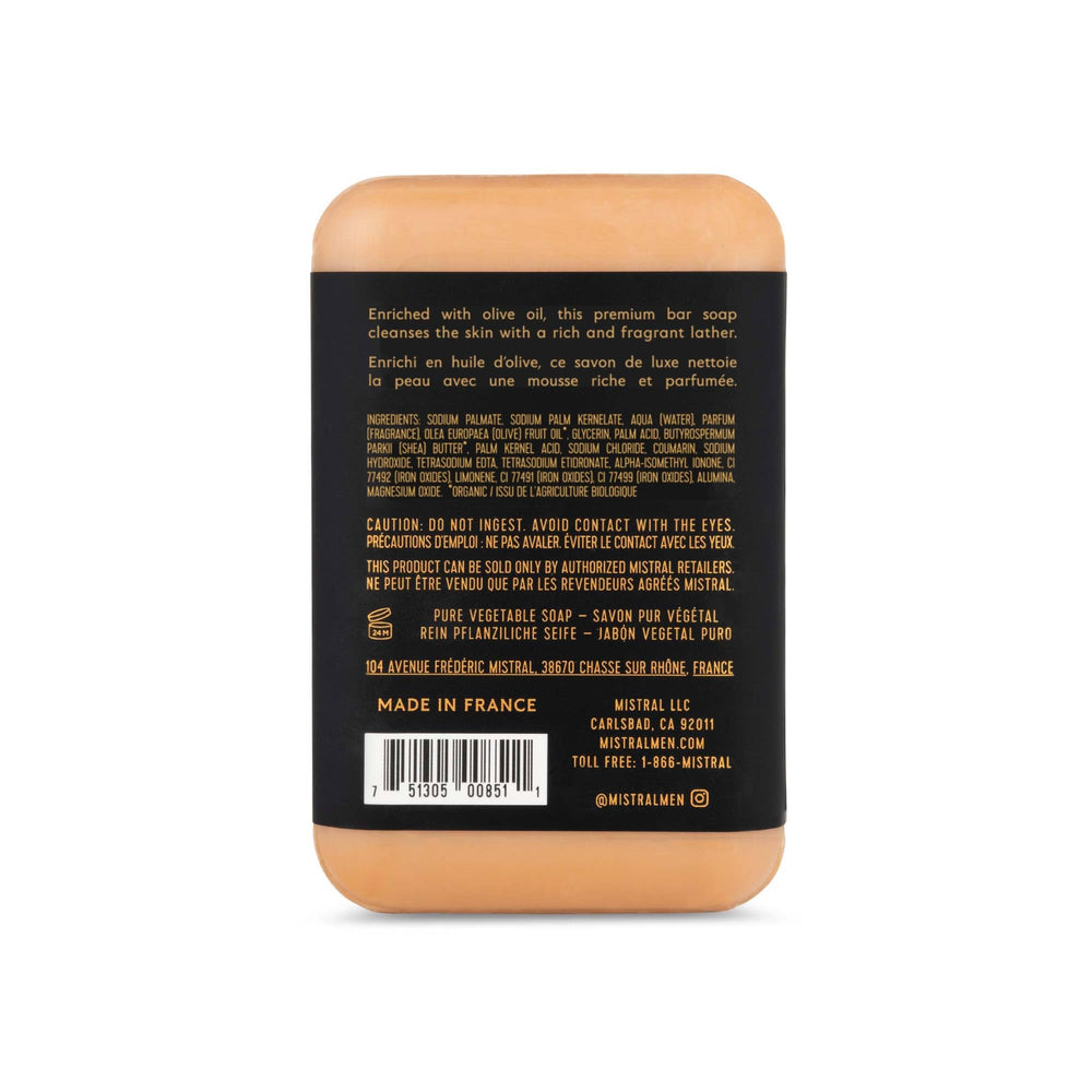 Procédé triple moulé — barre Mistral durable et mousse généreuse.