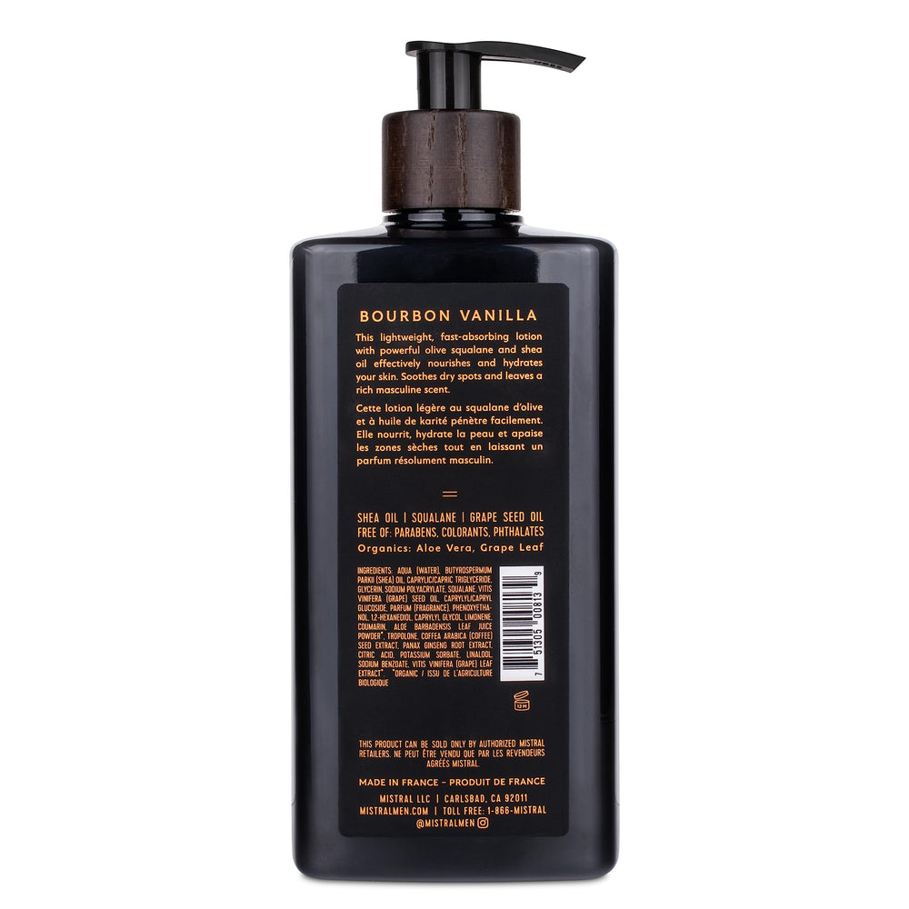 Mistral Bourbon Vanilla Lotion corps – texture légère et absorption rapide.