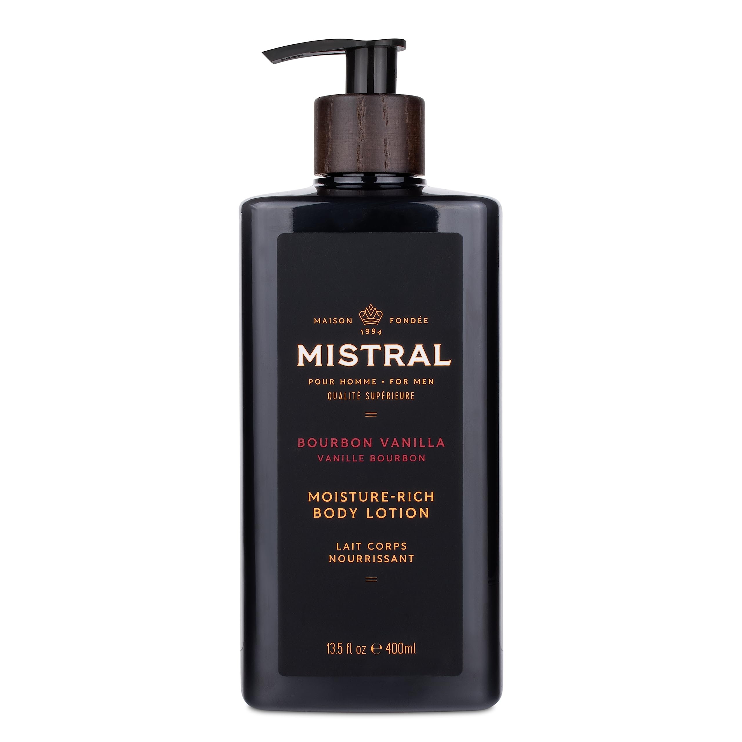 Mistral Bourbon Vanilla Lotion corps – bouteille élégante avec hydratation durable.