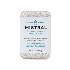 Mistral savon-barre exfoliant avec poudre d'abricot pour peau lisse et en relief