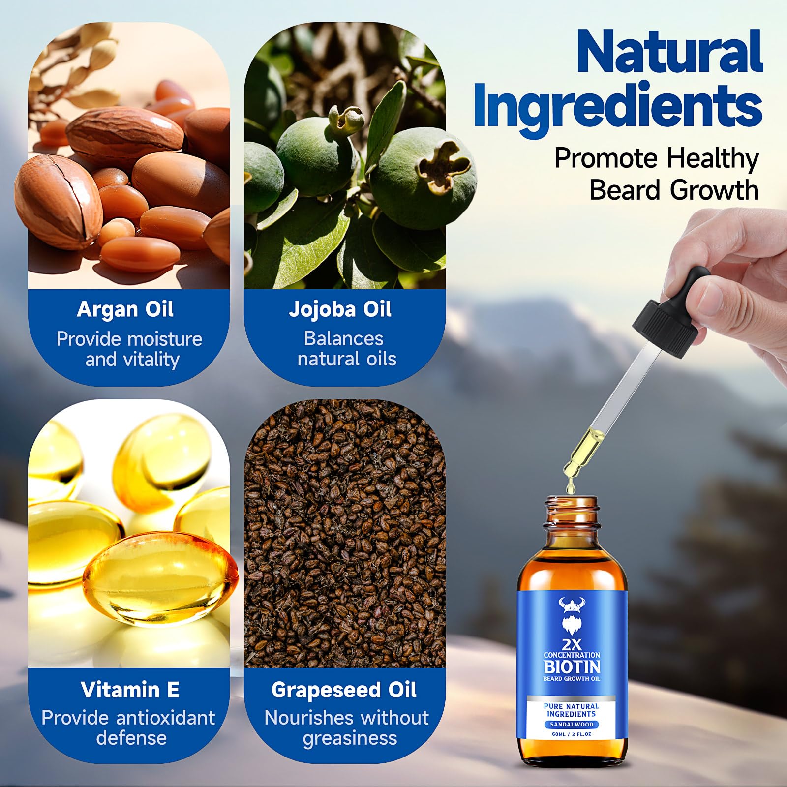 MistySprite Beard Growth Oil – Soin sans gras qui équilibre les huiles naturelles de la barbe.