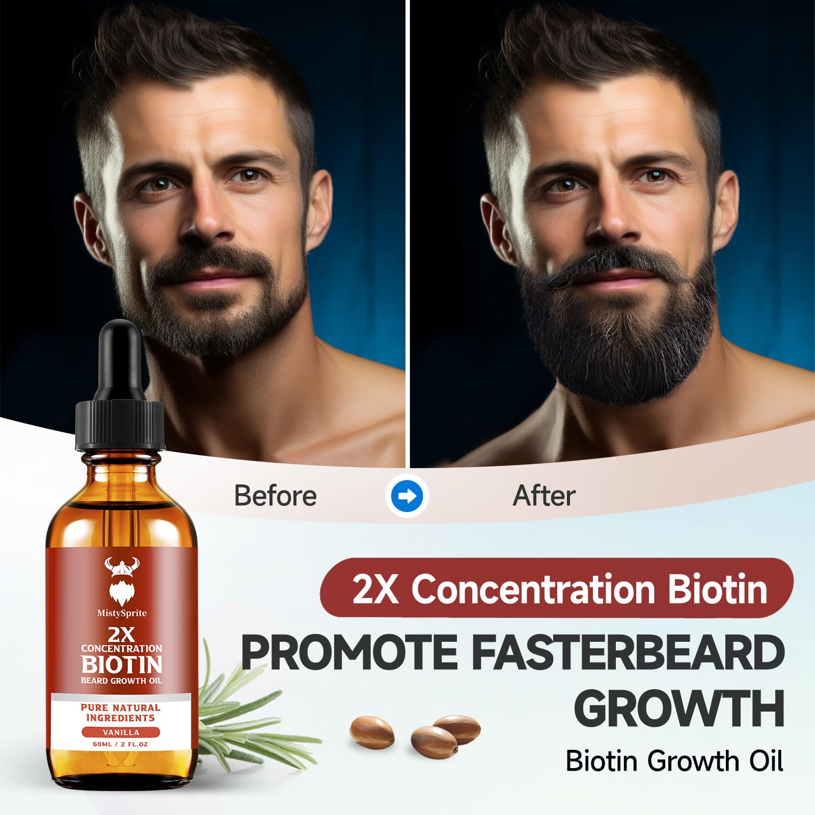 Application huile barbe MistySprite, facilite l'hydratation de la peau.