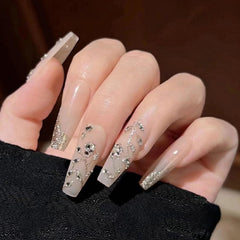 Talons MISUD long coffin avec bling etincelants, allure glamour durable pour soirées