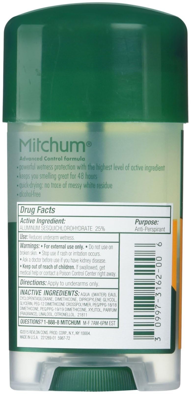 Mitchum Déodorant-Antiperspirant sans parfum pour homme, usage quotidien et sport.