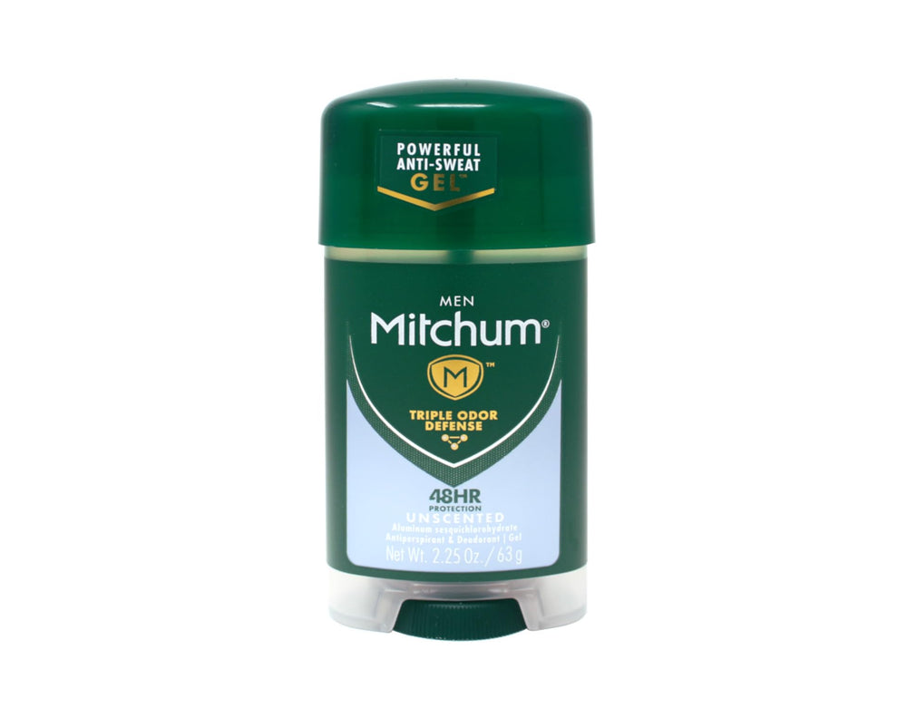 Mitchum déodorant gel sans parfum montre une texture gel translucide pour usage facile