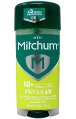 Mitchum Montagne Air: vue bouteille 100 ml, protection longue durée et fraîcheur.