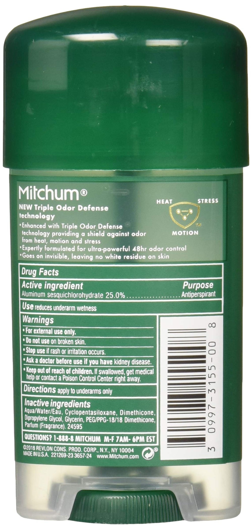 Mitchum Power Gel, applicateur transparent, séchage rapide et sans résidu blanc