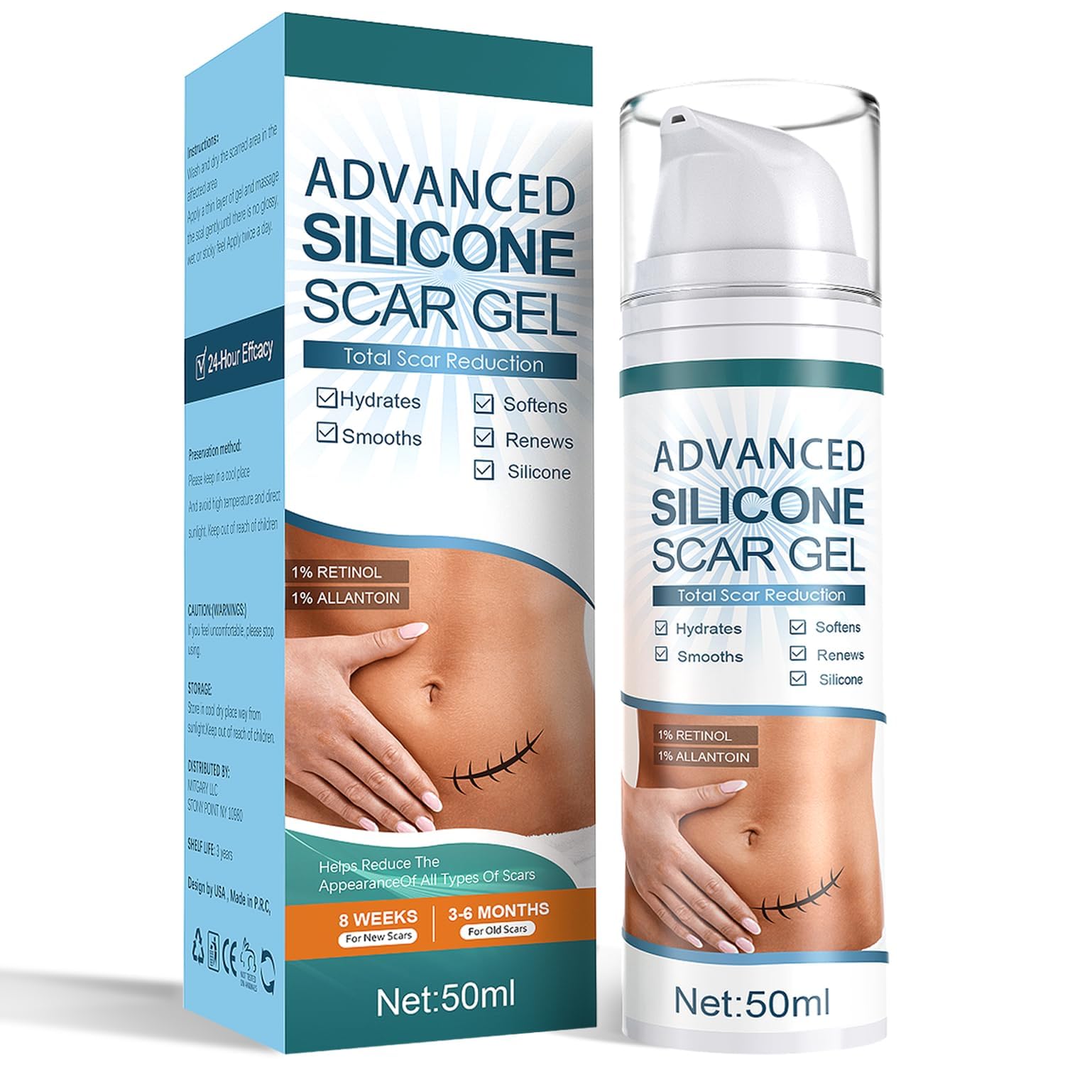 Mitgary Advanced Scar Gel : bouteille prête à l’emploi pour une utilisation facile.