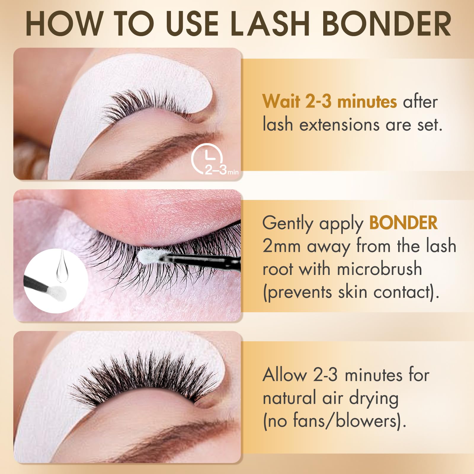 Miuffue Bonder maintient le rendu des cils avec un maintien prolongé.