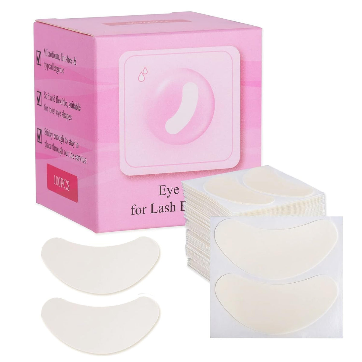 Miuffue coussins yeux en mousse pour extensions cils, adhérence fiable pendant la séance.