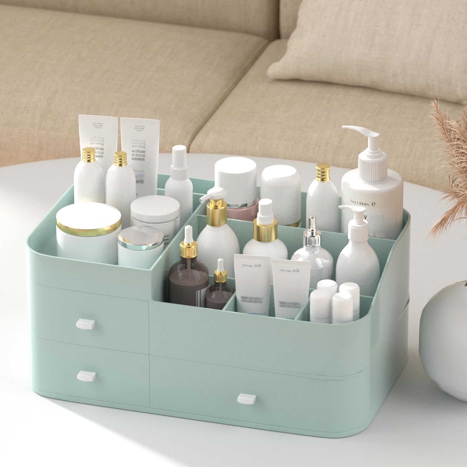 MIUOPUR Organisateur maquillage vert: présentation propre et pratique.