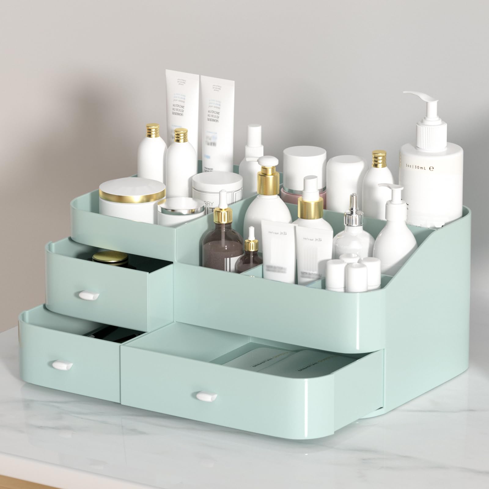 MIUOPUR Espace polyvalent pour bureau et cosmétiques sur un seul meuble.