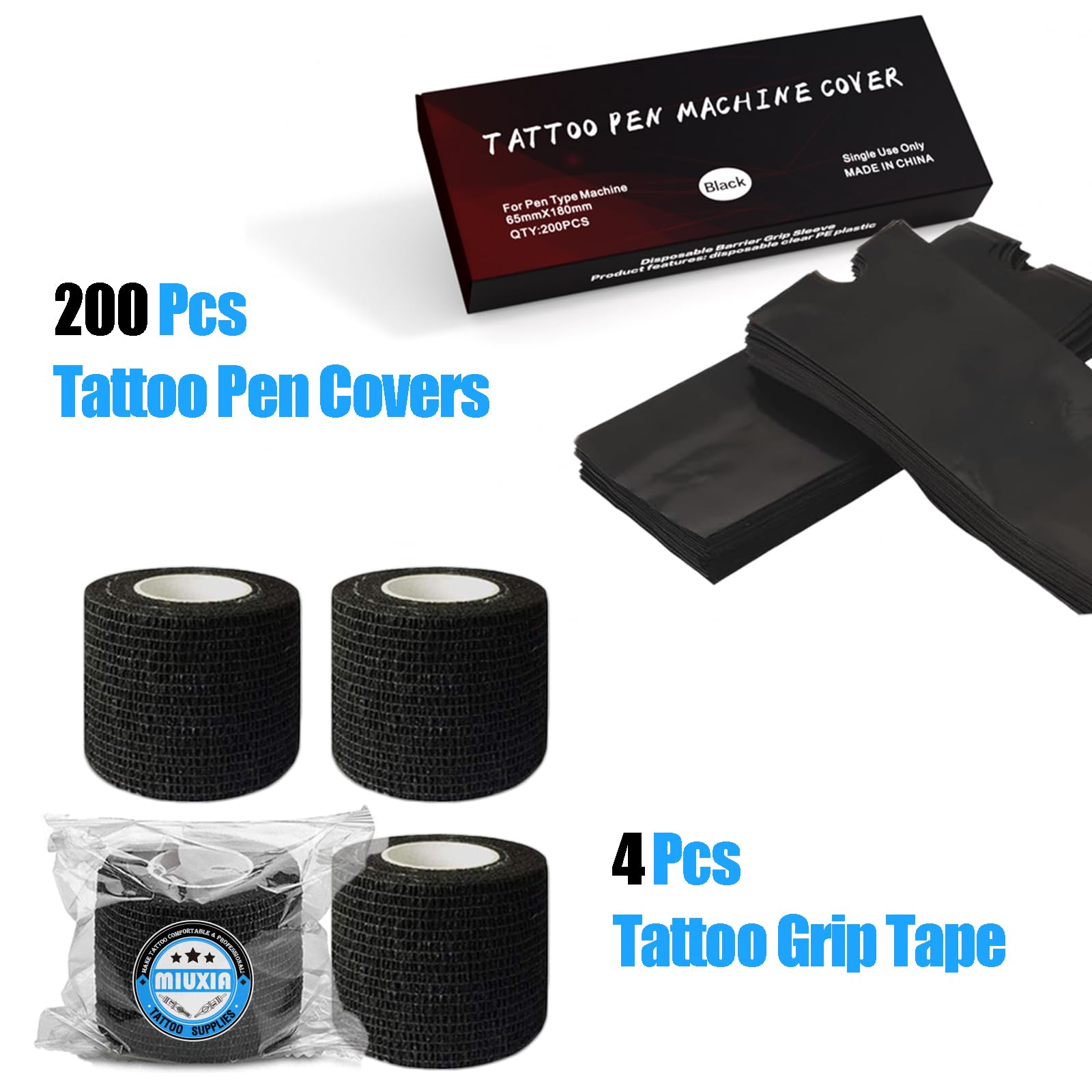 Capuchons Miuxia pour stylo tatouage noir – kit prêt à l’emploi et durable.