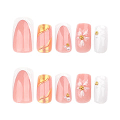 Ongles Mivota rose brillant, finition gel pour un style chic