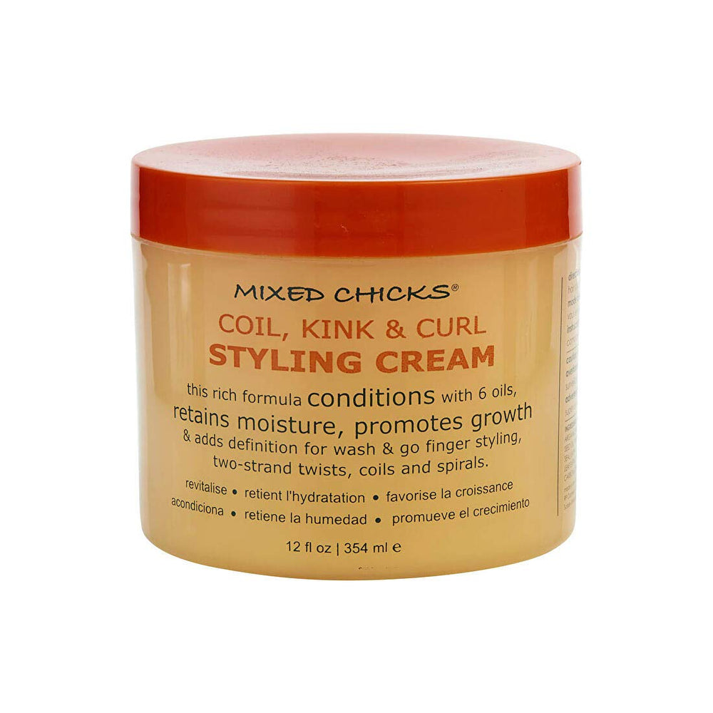 Mixed Chicks Crème coiffante en bouteille, spirales définies et brillance naturelle.