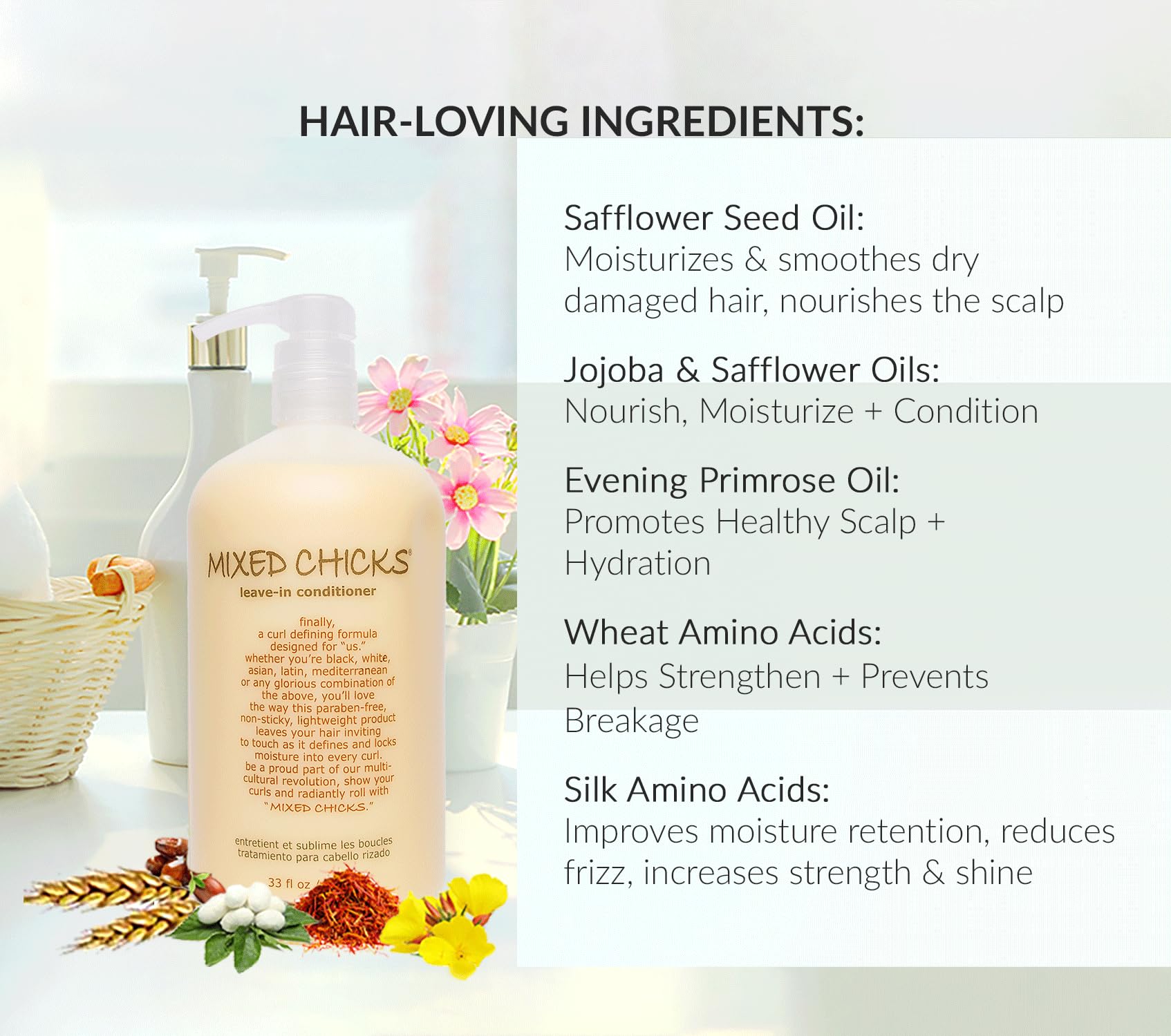 Démêlage facilité pour cheveux fins et textures bouclées.