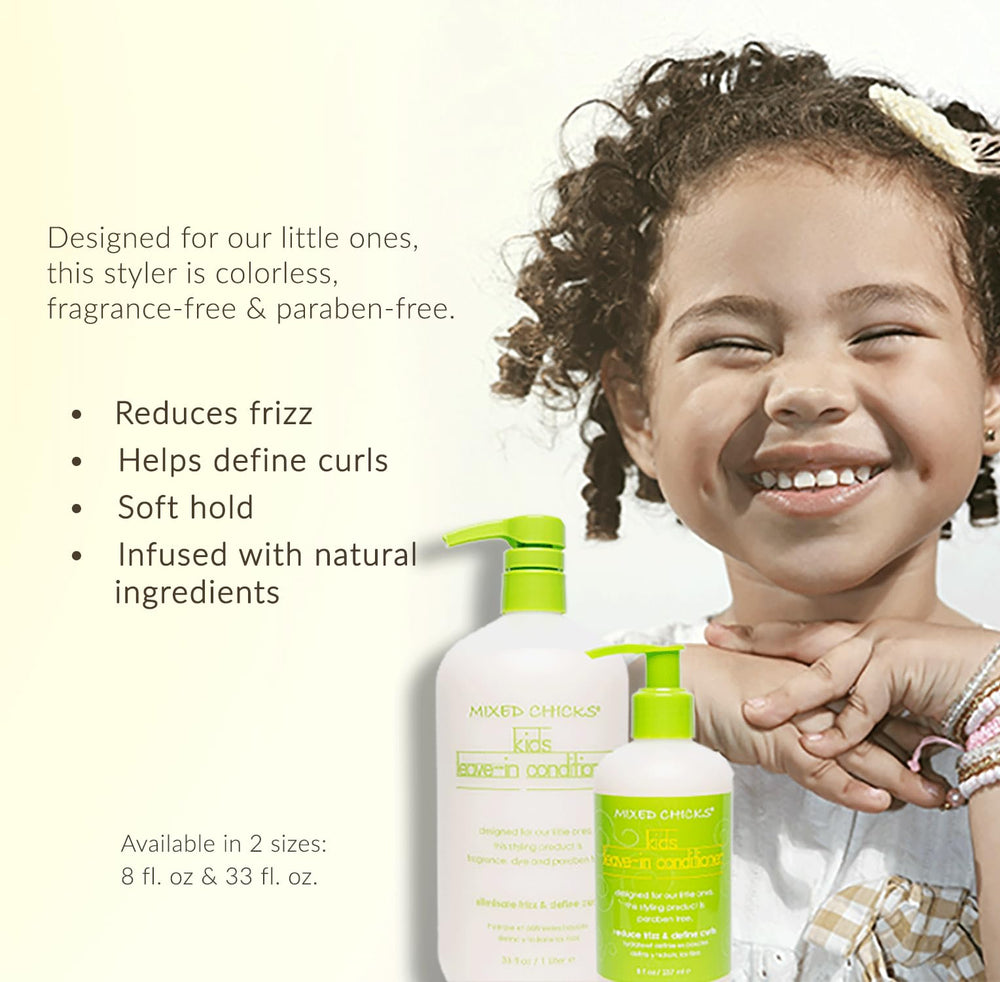 Application facile du Mixed Chicks Kids Leave-In pour réduire le frizz.