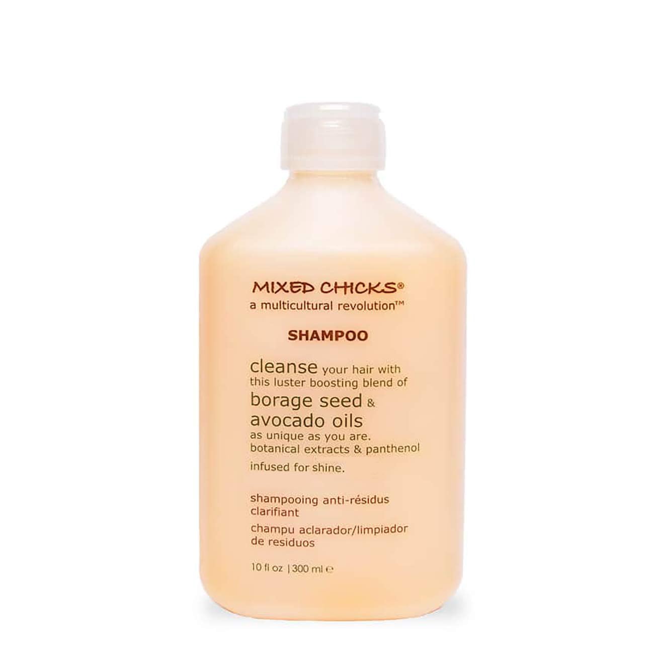 Flacon Mixed Chicks Shampoing Clarifiant Doux prêt à nettoyer les cheveux en douceur.