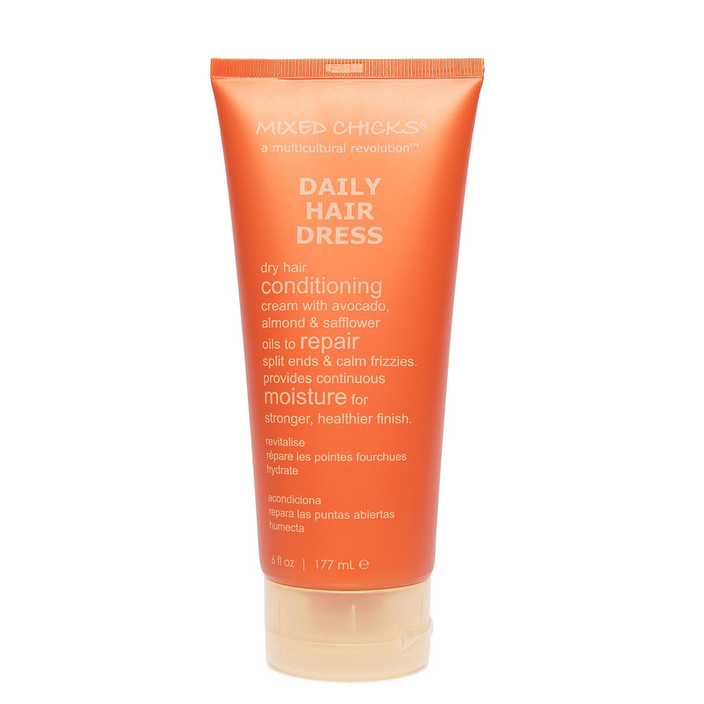 Mixed Chicks Daily Hair Dress sur flacon, hydratation quotidienne des cheveux.