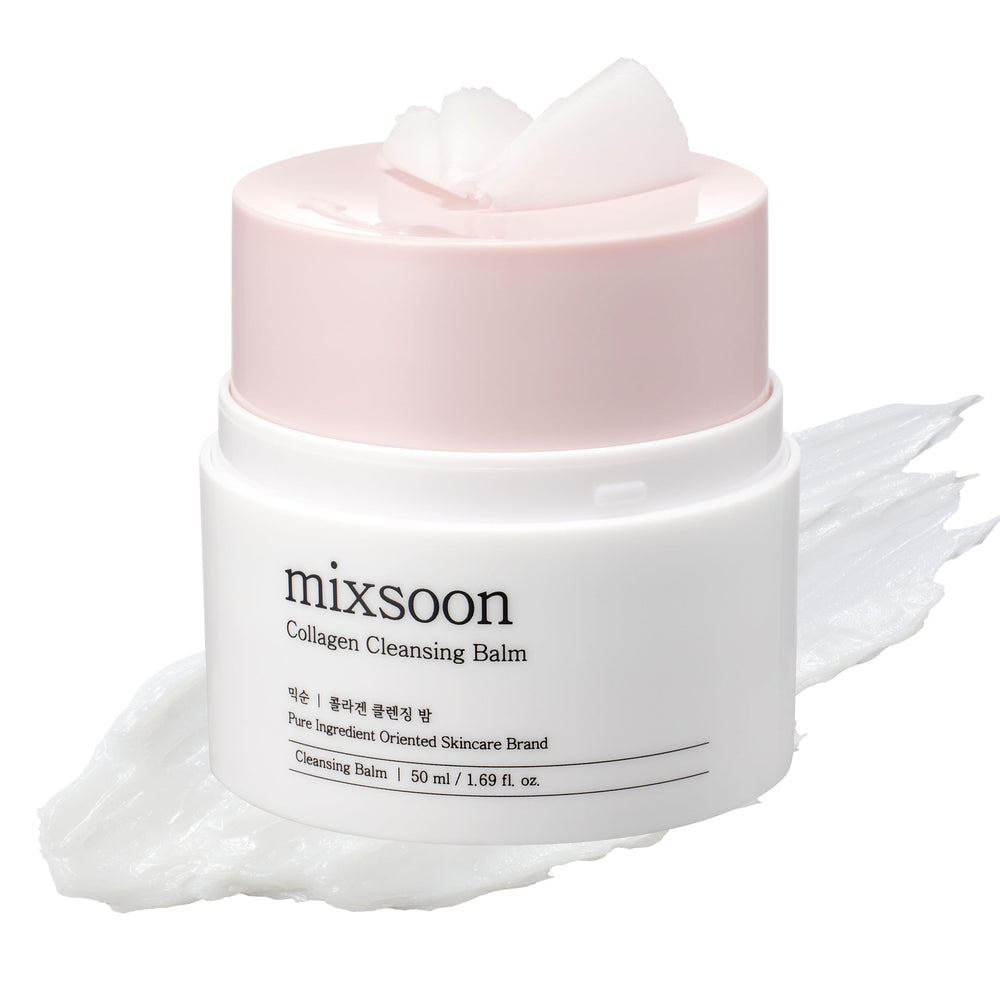 Mixsoon baume nettoyant collagène, texture fondante démaquille en douceur.