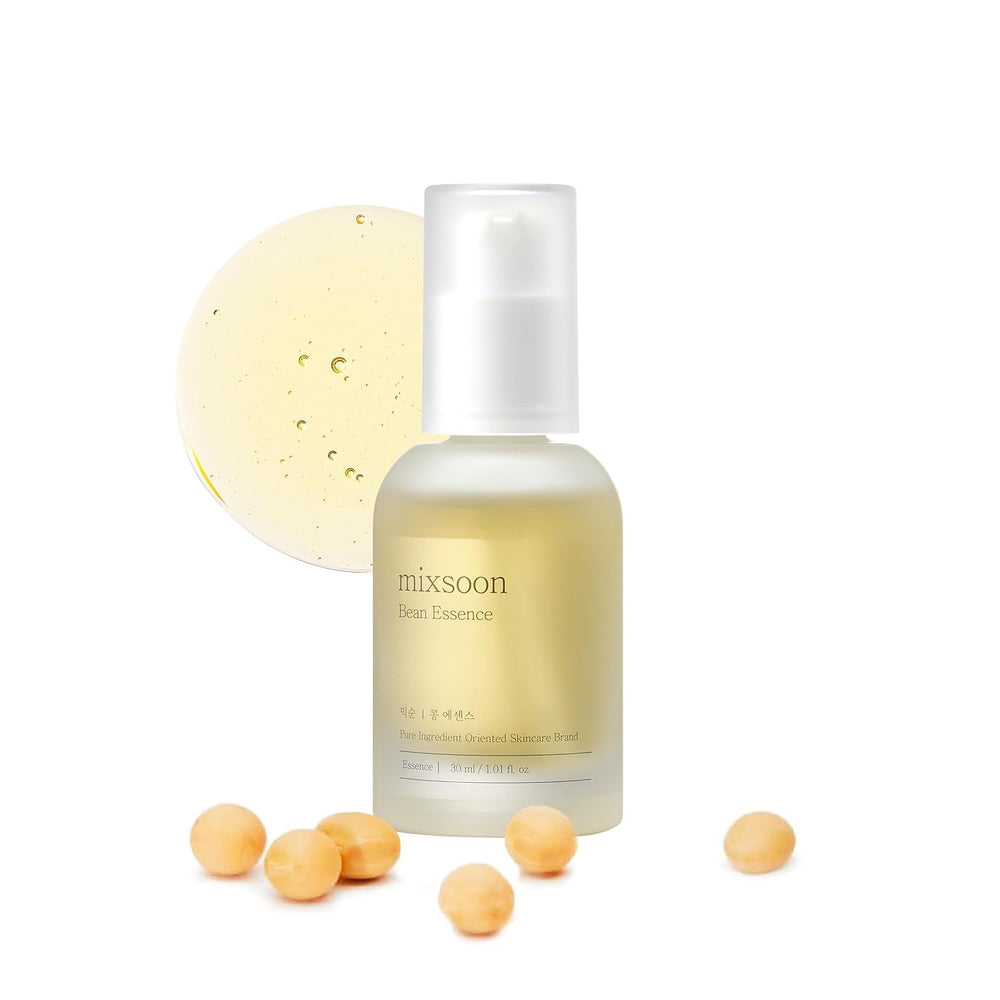 Mixsoon Bean Essence, flacon en gros plan, hydratation légère et peau douce.