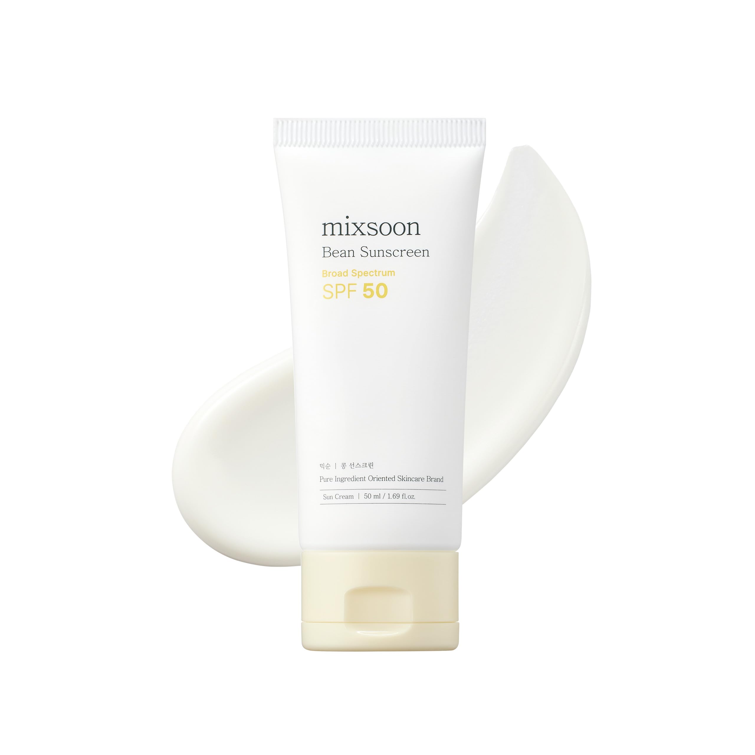 Mixsoon écran solaire fève, flacon 50 ml, protection UV sans trace blanche.