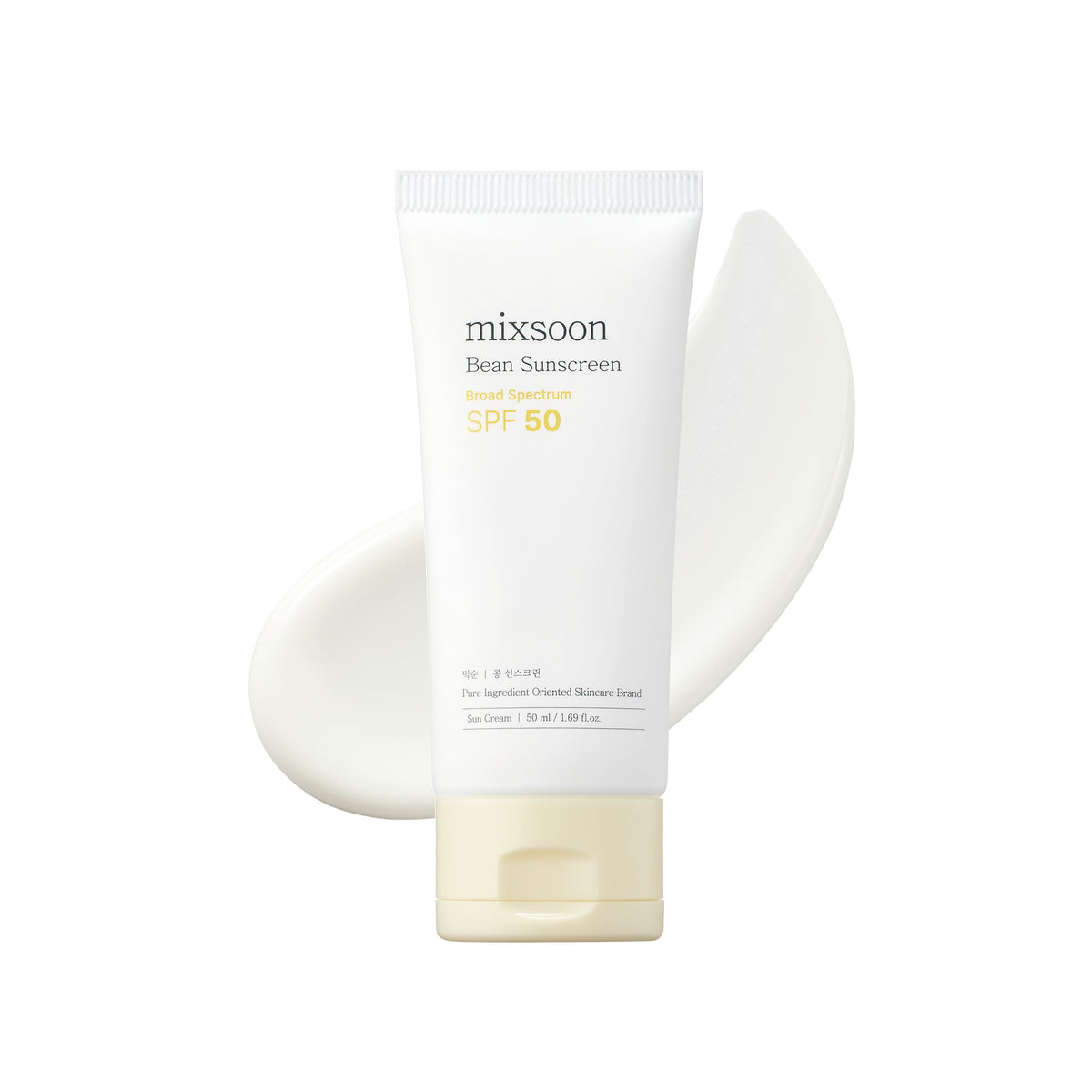 Mixsoon écran solaire fève, flacon 50 ml, protection UV sans trace blanche.