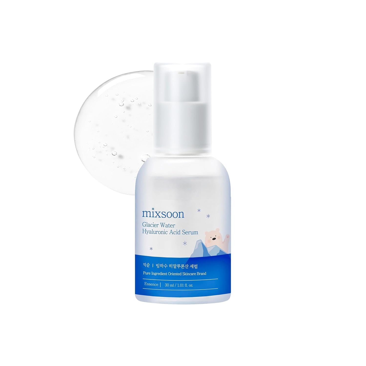 Sérum Eau Glaciaire mixsoon – image de la bouteille prête à hydrater la peau.