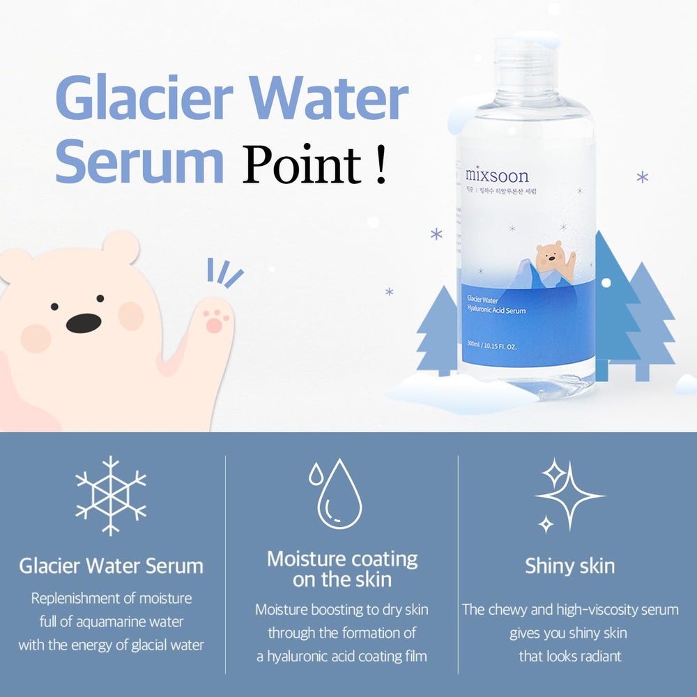 Sérum Eau Glaciaire mixsoon – texture légère et rapide absorption.