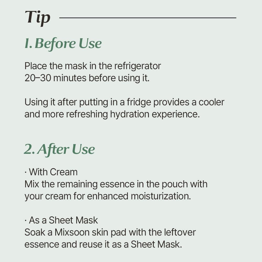 Mixsoon masque hydratation intense pour nourrir et adoucir la peau.
