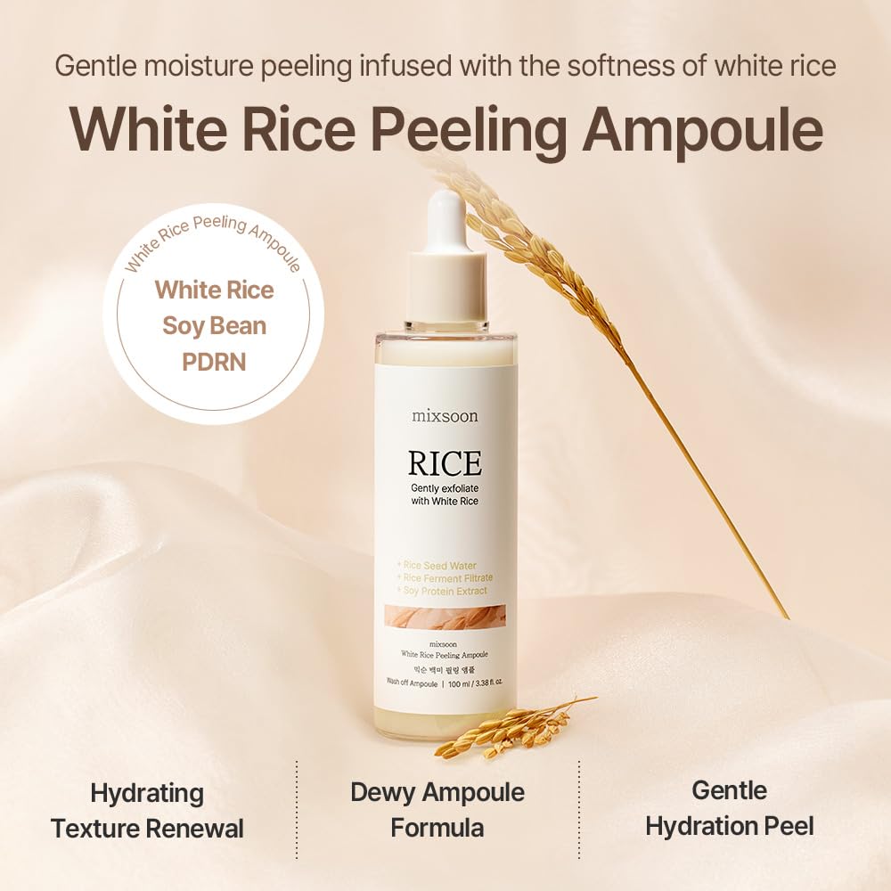 Mixsoon ampoule riz blanc — texture légère et absorption rapide.