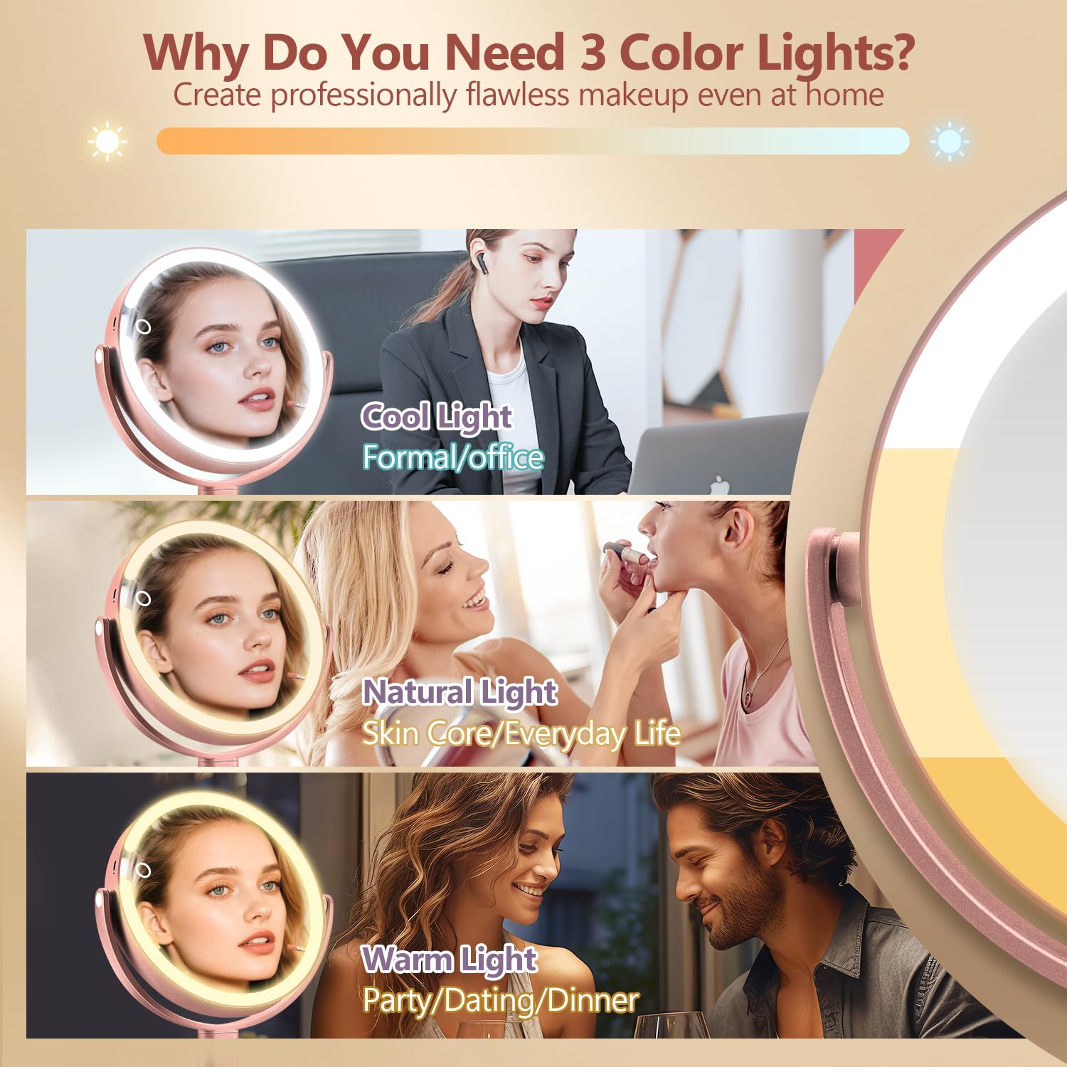 Miyadiva lumière 3 couleurs réglable: adapter l'éclairage à chaque scène.