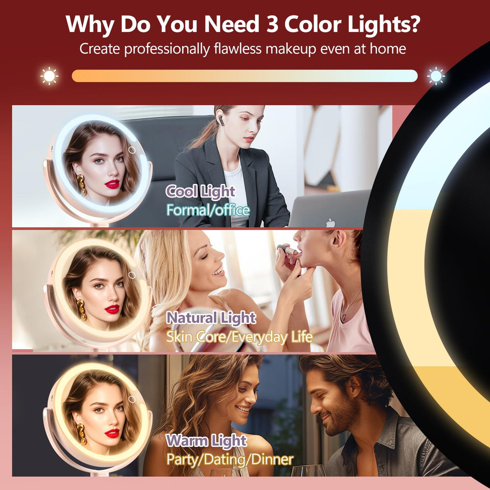 MIYADIVA miroir à 80 LEDs, longue autonomie et rendu lumineux durable.