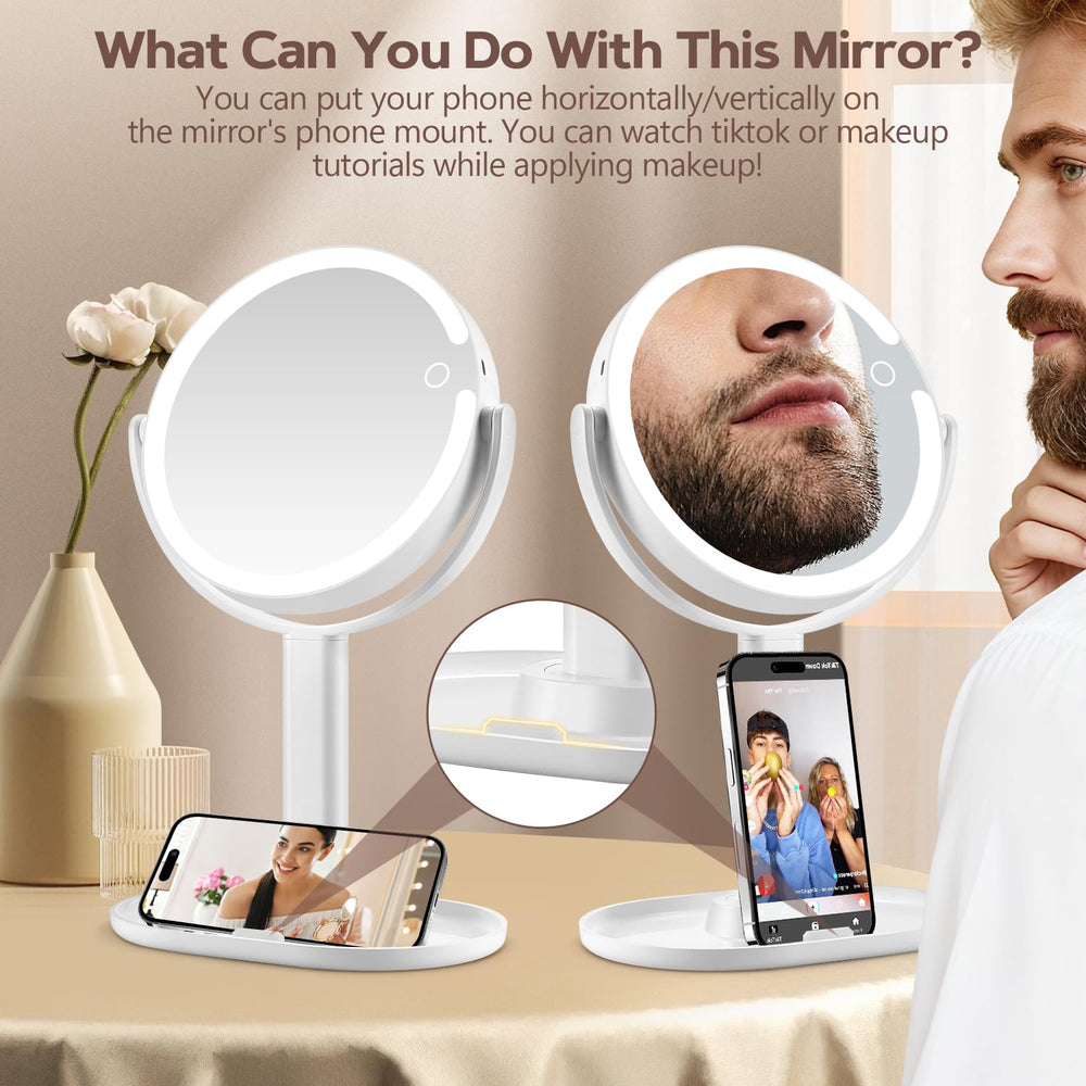 MIYADIVA Miroir avec batterie 3000mAh offrant une autonomie prolongée.