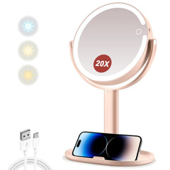 MIYADIVA miroir maquillage 20x lumineux pour détails précis sur les yeux.